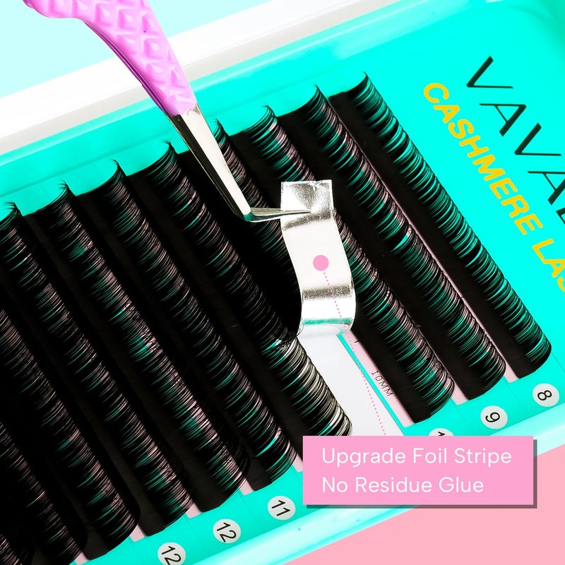 VAVALASH Cashmere Lashes - Premium Volume Eyelash Extensions 8-20MM Individual Silk Lashes, Soft Super Matte Black, Professional Extension Tray Supplies (0.05-CC-8-15MM) - Image 4