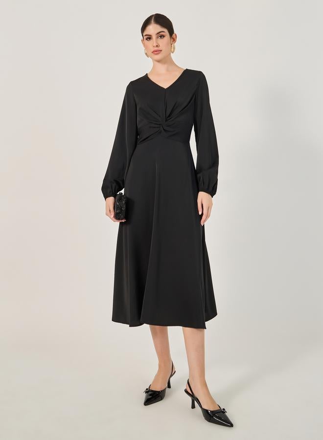 Styli Knot Front Midi Dress  - Image 1