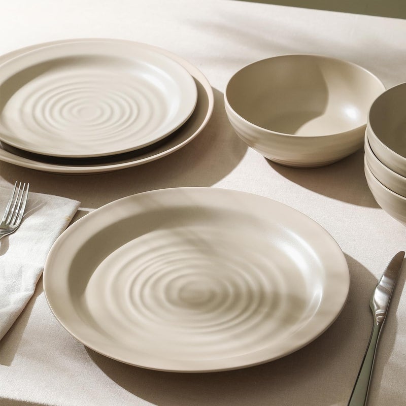 Stone Lain Orbit 12Piece Dinnerware Set Stoneware Beige - Image 5