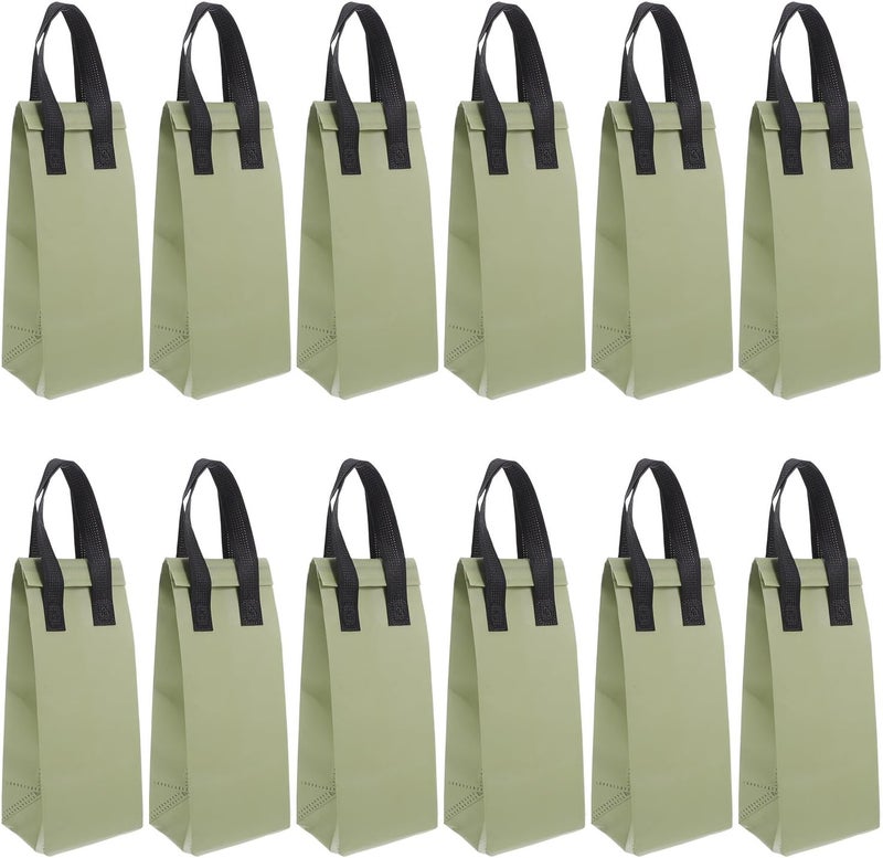 Healifty 50pcs Handle Drinking Bags Packaging Carriers Take Out Bag Beverage Carrier For Beverage Coffee Juice Mike Tea Stores Olive Green - Image 1