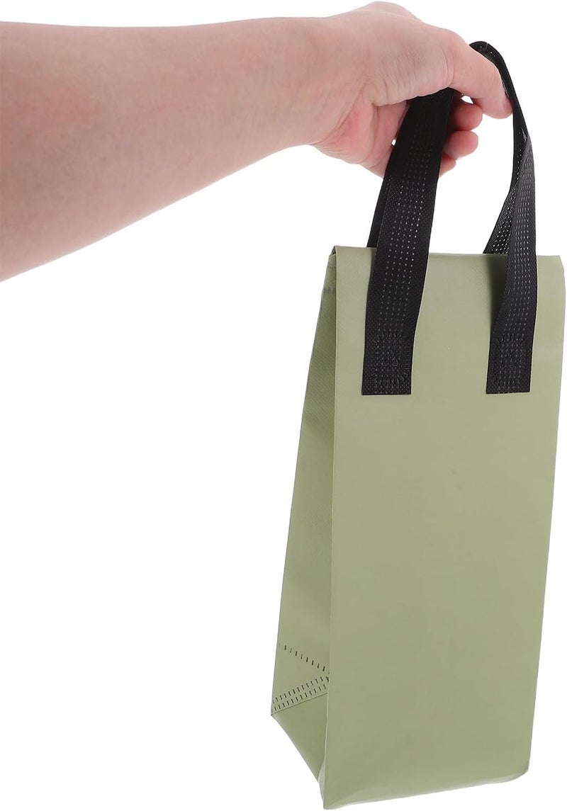 Healifty 50pcs Handle Drinking Bags Packaging Carriers Take Out Bag Beverage Carrier For Beverage Coffee Juice Mike Tea Stores Olive Green - Image 5