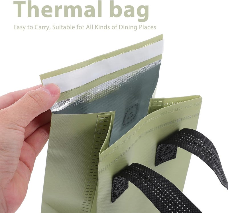 Healifty 50pcs Handle Drinking Bags Packaging Carriers Take Out Bag Beverage Carrier For Beverage Coffee Juice Mike Tea Stores Olive Green - Image 3