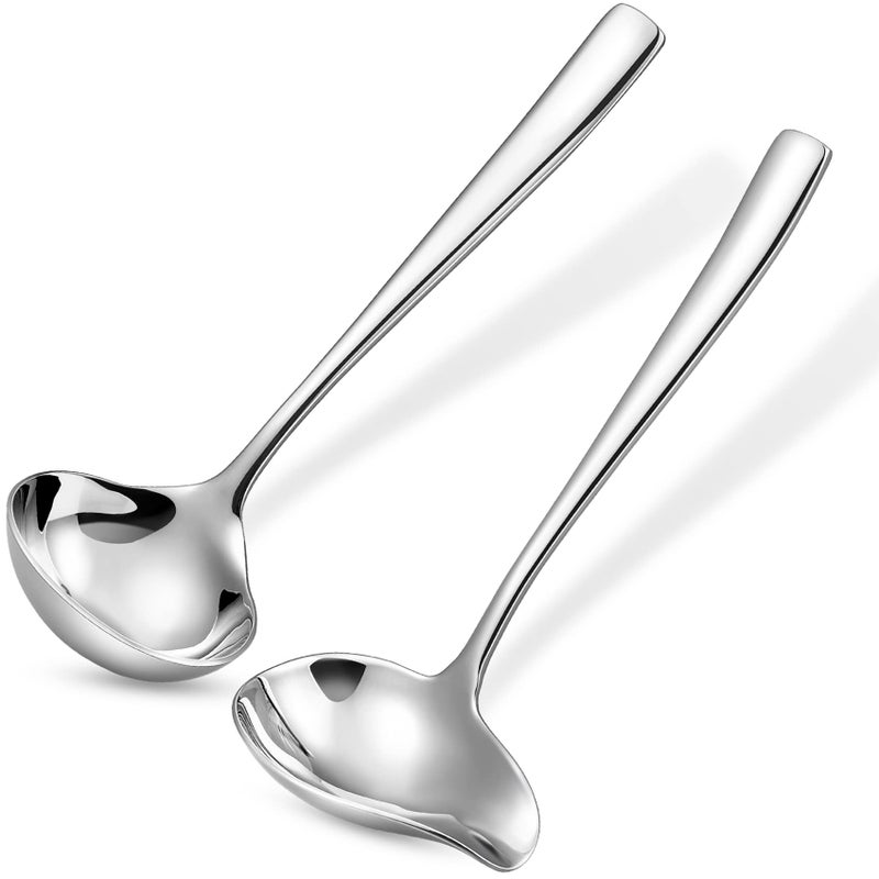 KEAWELL Louis 75 Inches Gravy Ladle  Sauce Drizzle Spoon with Spout 1810 Stainless Steel Mini Ladle Dishwasher Safe
