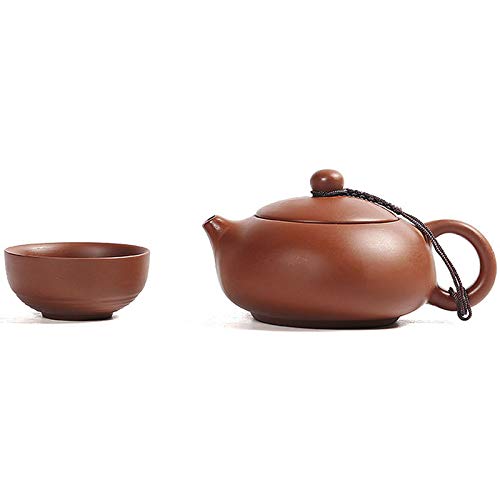 Queena Portable Yixing Zisha Tea Set Handmade Purple Clay Teapot Teacups Traditional Chinese Style Xishi Teapot with Travel Bag Gift for Dad Grandpa Husband - Image 5