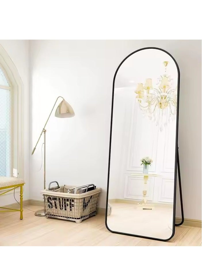 Y&D - Full Length Mirror 23.6" x 65"/17.7" x 61" Arched Aluminum alloy Large Standing Dressing Mirror Hanging Leaning Against Wall Mounted Mirror with Stand for Bedroom Locker Room Living Room (Black) - Image 1