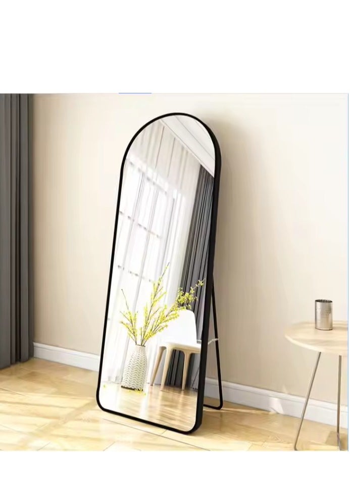 Y&D - Full Length Mirror 23.6" x 65"/17.7" x 61" Arched Aluminum alloy Large Standing Dressing Mirror Hanging Leaning Against Wall Mounted Mirror with Stand for Bedroom Locker Room Living Room (Black) - Image 1