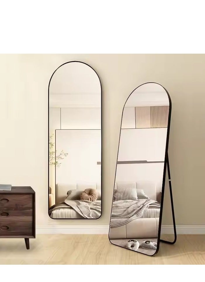 Y&D - Full Length Mirror 23.6" x 65"/17.7" x 61" Arched Aluminum alloy Large Standing Dressing Mirror Hanging Leaning Against Wall Mounted Mirror with Stand for Bedroom Locker Room Living Room (Black) - Image 1