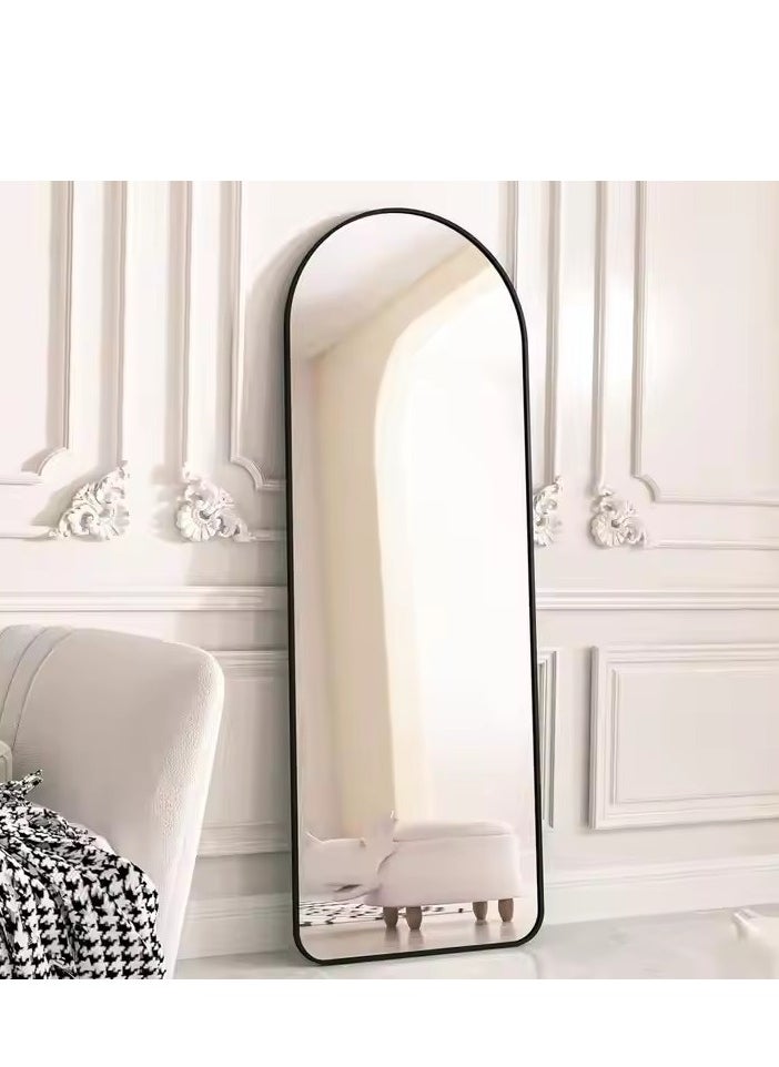 Y&D - Full Length Mirror 23.6" x 65"/17.7" x 61" Arched Aluminum alloy Large Standing Dressing Mirror Hanging Leaning Against Wall Mounted Mirror with Stand for Bedroom Locker Room Living Room (Black) - Image 1