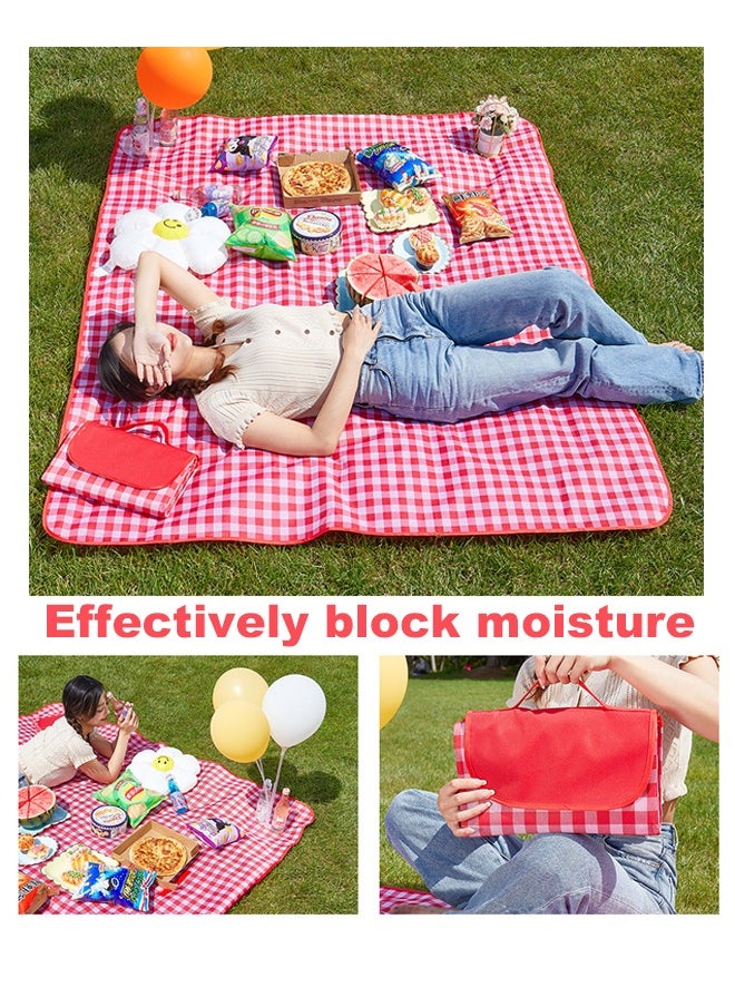Ssovi Outdoor Picnic Mat, Moisture-Proof And Thickened Moisture-proof Mat, Beach Camping Mat, Outdoor Cushion,Foldable Waterproof Outdoor Picnic Mat 200 x 200cm（red）  - Image 5