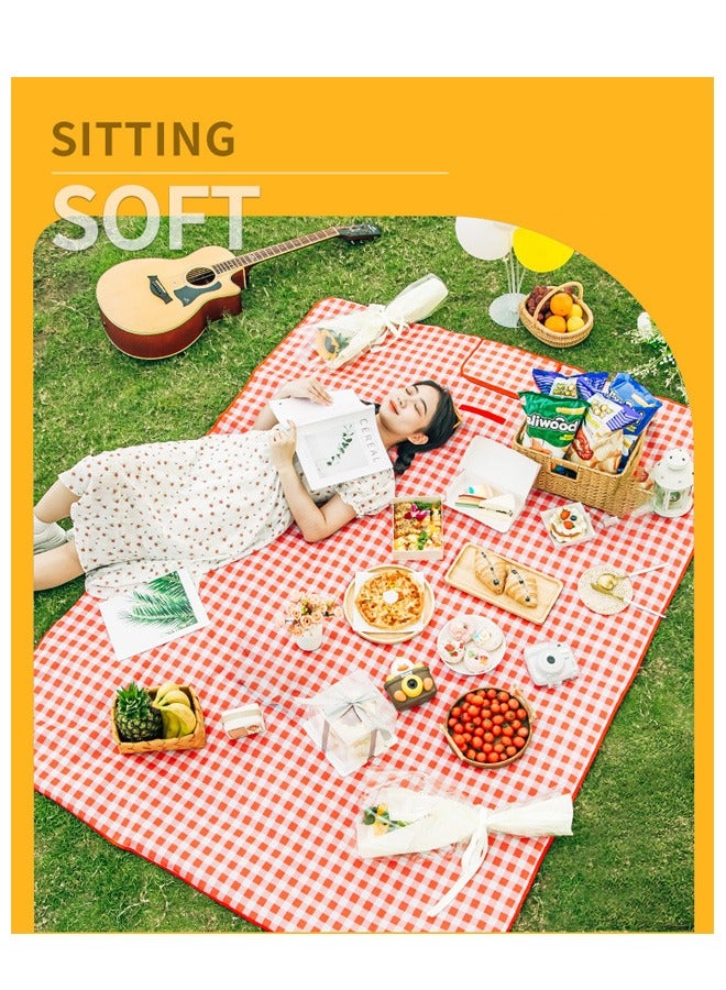 سوفي سجادة نزهة خارجية، سجادة سميكة مقاومة للرطوبة، سجادة تخييم على الشاطئ، وسادة خارجية، سجادة نزهة خارجية قابلة للطي ومقاومة للماء 200 × 200 سم (أحمر) - Image 2