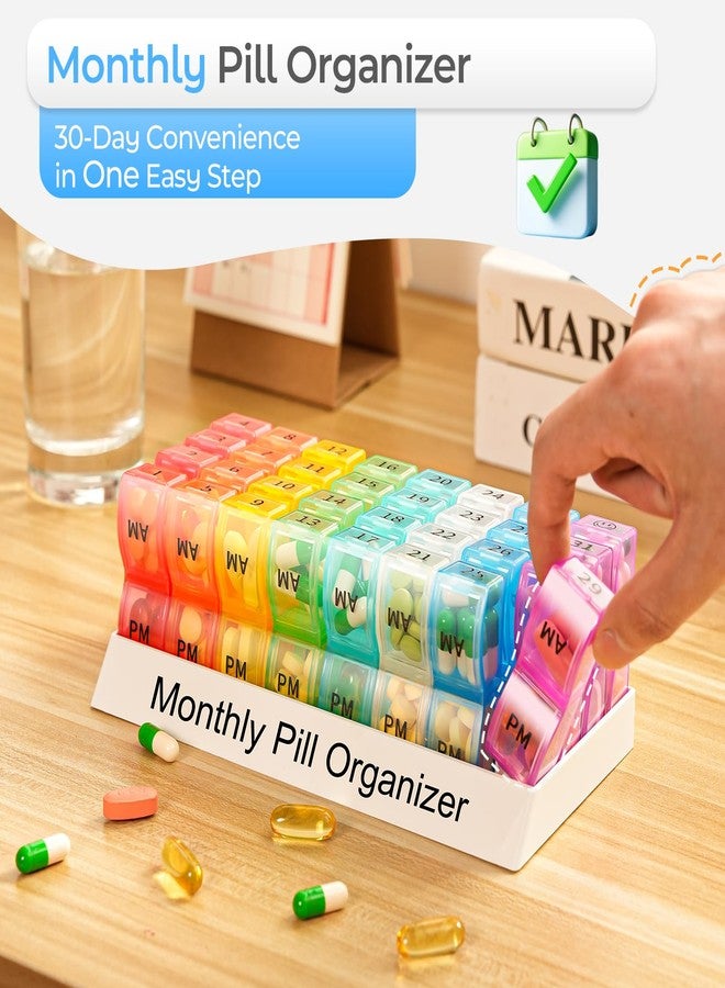 COLORWING Monthly Pill Organizer 2 Times a Day, one Month Pill Box AM PM, 30 Day Pill Case Small Compartments to Hold Vitamin and Travel Medicine Organizer, 31 Day Pill Organizer, 4 Week Pill Cases - Image 3