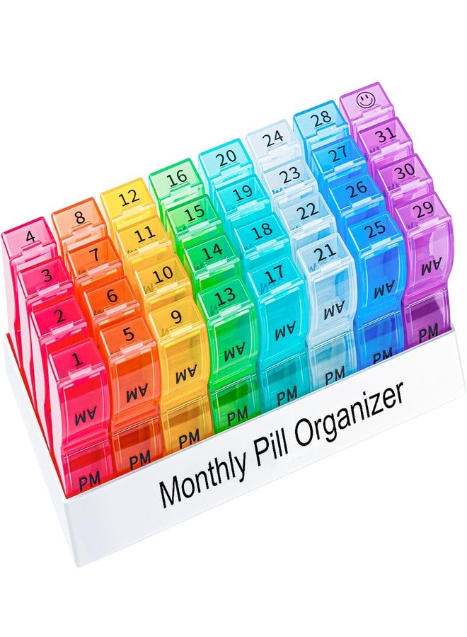 COLORWING Monthly Pill Organizer 2 Times a Day, one Month Pill Box AM PM, 30 Day Pill Case Small Compartments to Hold Vitamin and Travel Medicine Organizer, 31 Day Pill Organizer, 4 Week Pill Cases - Image 1