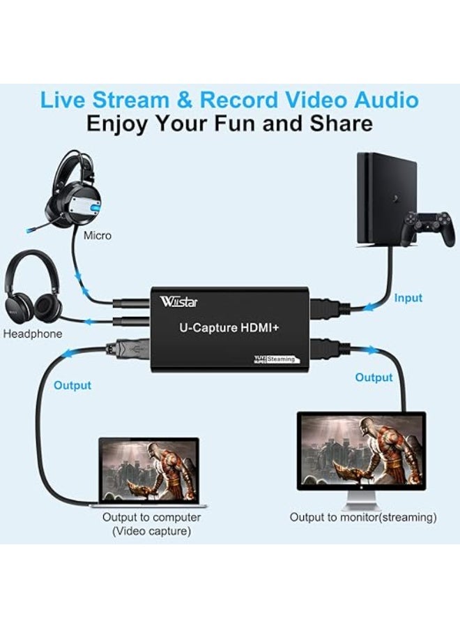 4K HDMI Video Capture Card with Audio Input, USB 3.0 Recording Device, 1080P Capture, HDMI Loop-Out for Live Streaming, Gaming, Video Recording and Content Creation - Image 5