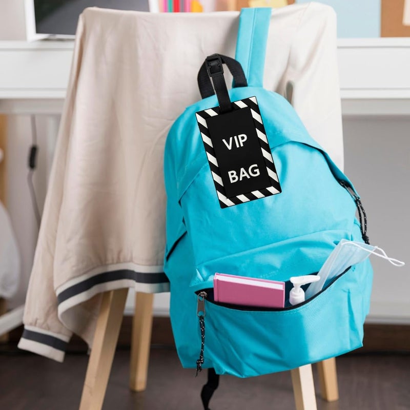 Eitheo بطاقات أمتعة للأطفال بطاقات أمتعة مع اسم وعنوان | بطاقات أمتعة سيليكون للحقائب، بطاقات لتحديد هوية حقائب السفر/حقائب المدرسة ملونة متعددة (بطاقات VIP) - Image 3