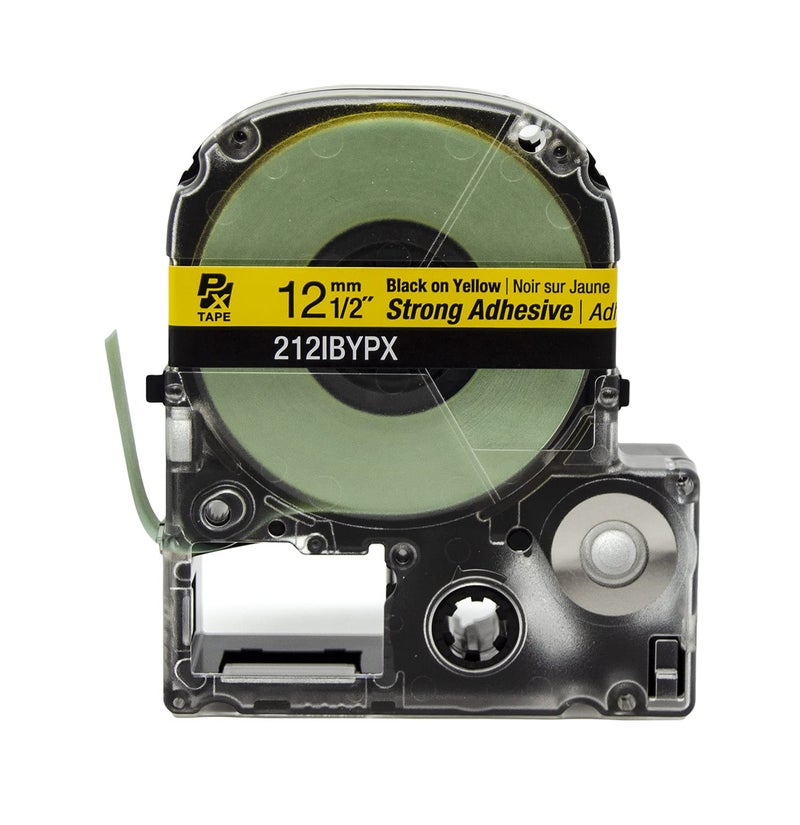 LABELWORKS Epson 212IBYPX Genuine PET (Polyester) Tape Cartridge - Black on Yellow Label Maker Tape, Strong Adhesive - 1/2" (12MM) Wide, 30' - Image 4