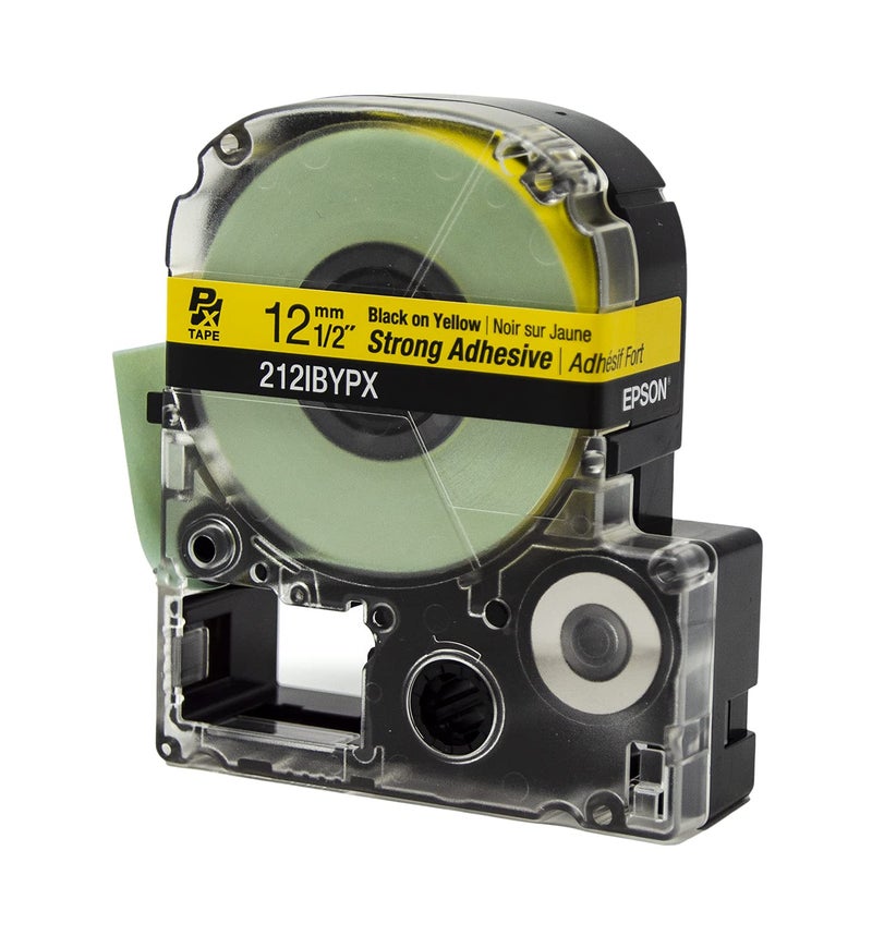 LABELWORKS Epson 212IBYPX Genuine PET (Polyester) Tape Cartridge - Black on Yellow Label Maker Tape, Strong Adhesive - 1/2" (12MM) Wide, 30' - Image 5