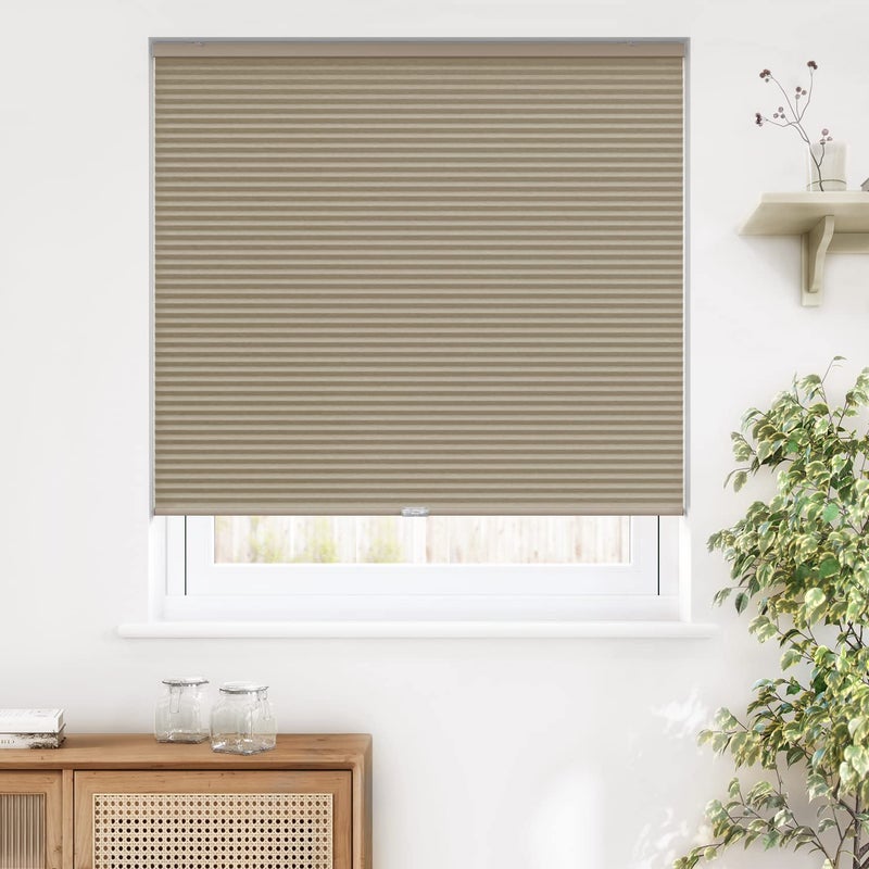 LazBlinds Cordless Cellular Shades, Blackout Privacy Honeycomb Shades for Home, Thermal Insulation Noise Reduction Blinds for Windows, 21'' W x 48'' H, Taupe - Image 1