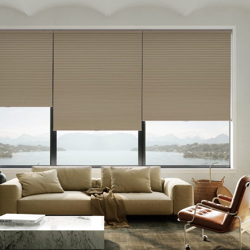 LazBlinds Cordless Cellular Shades, Blackout Privacy Honeycomb Shades for Home, Thermal Insulation Noise Reduction Blinds for Windows, 21'' W x 48'' H, Taupe - Image 4