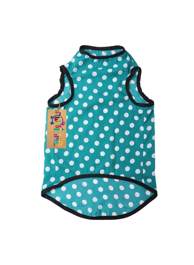 ويستيرن إرا تي شيرت كلاب من القطن الناعم | ملابس كلاب مريحة وجيدة التهوية | سترة بدون أكمام للجراء | (أزرق سماوي بولكا) (كبير جدًا) (28 بوصة) - Image 5