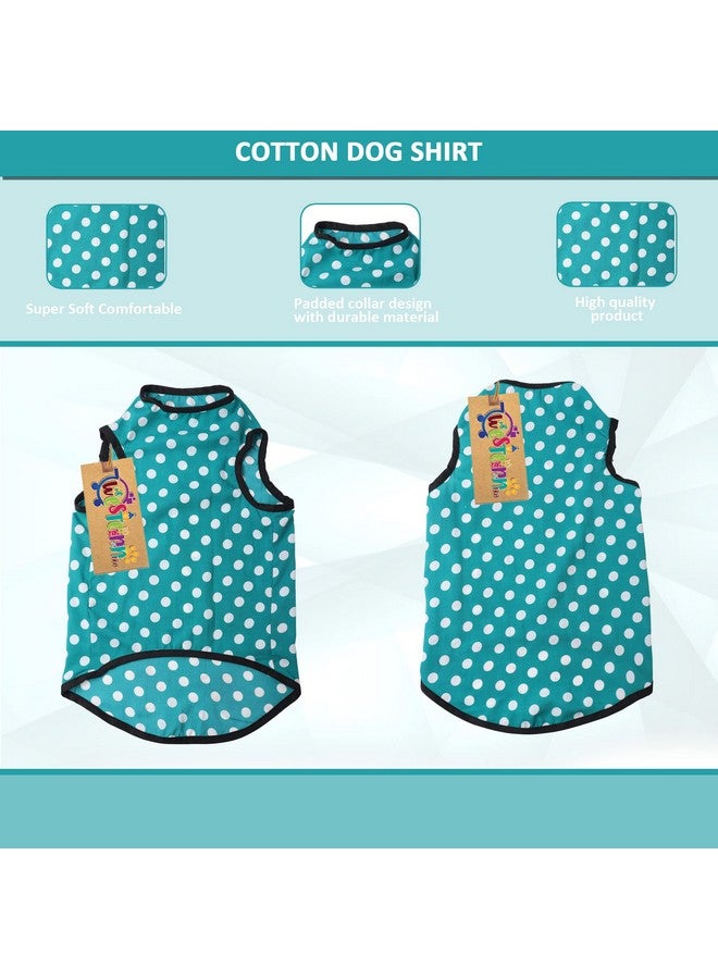 ويستيرن إرا تي شيرت كلاب من القطن الناعم | ملابس كلاب مريحة وجيدة التهوية | سترة بدون أكمام للجراء | (أزرق سماوي بولكا) (كبير جدًا) (28 بوصة) - Image 4