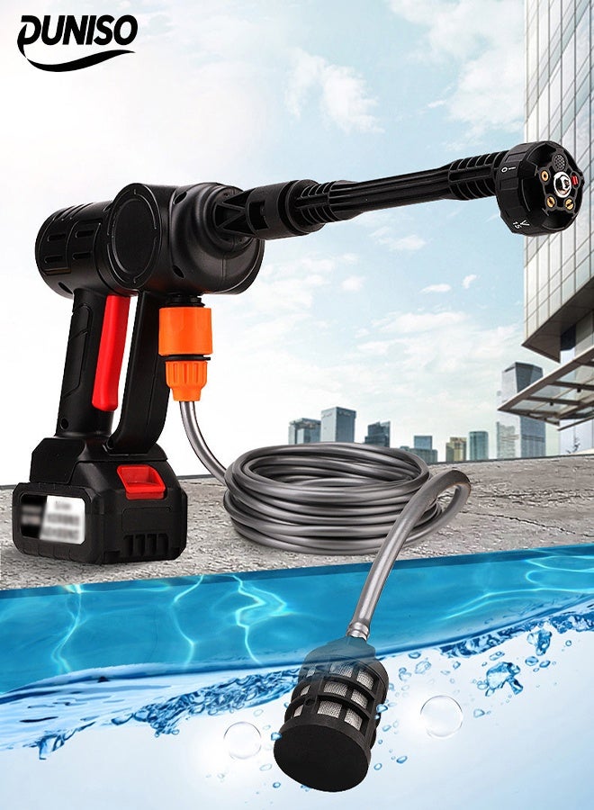 DUNISO High Pressure Washer, Car Powerful Floor Washing Pump, Cordless Portable Battery Car Washer with 3 Single Batteries and Tool Box, Effective for Cleaning Bikes, Motorcycles, Cars, Floors, Driveways and Gardens, Black  - Image 1