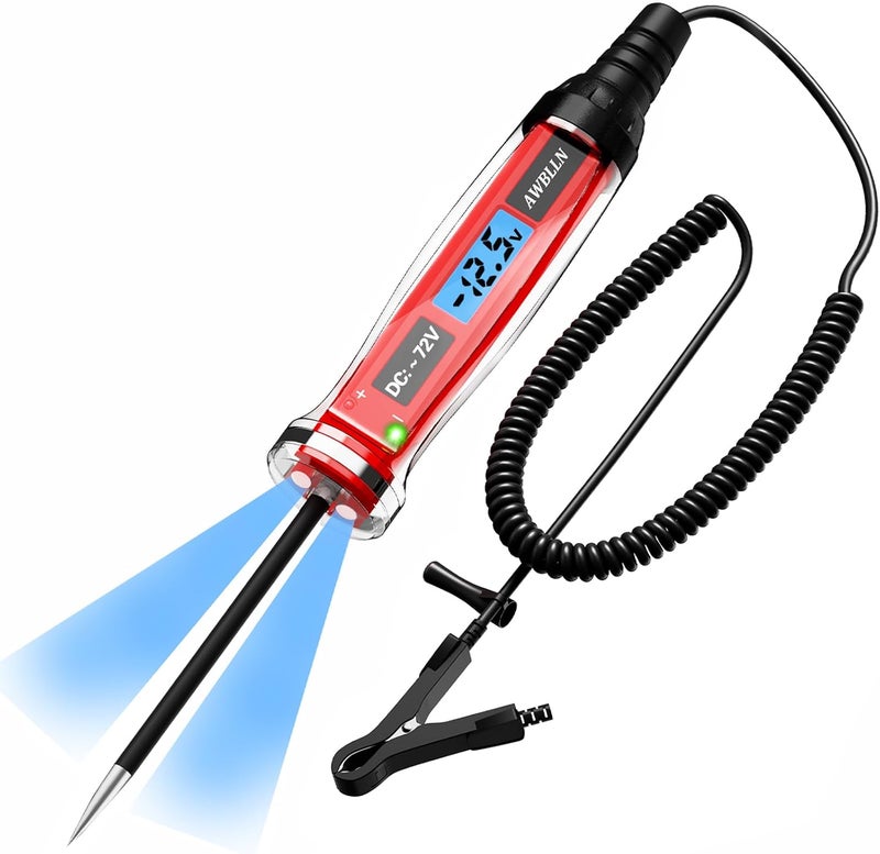 AWBLIN 3-72V DC Automotive Circuit Tester with LCD Display and LED Indicator - Image 1