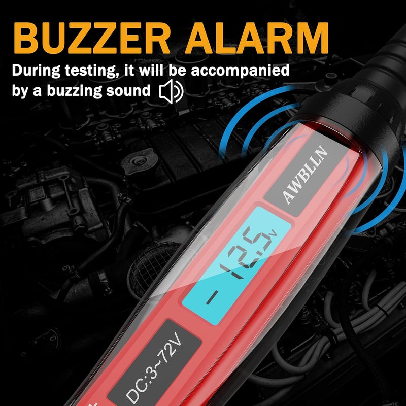 AWBLIN 3-72V DC Automotive Circuit Tester with LCD Display and LED Indicator - Image 4