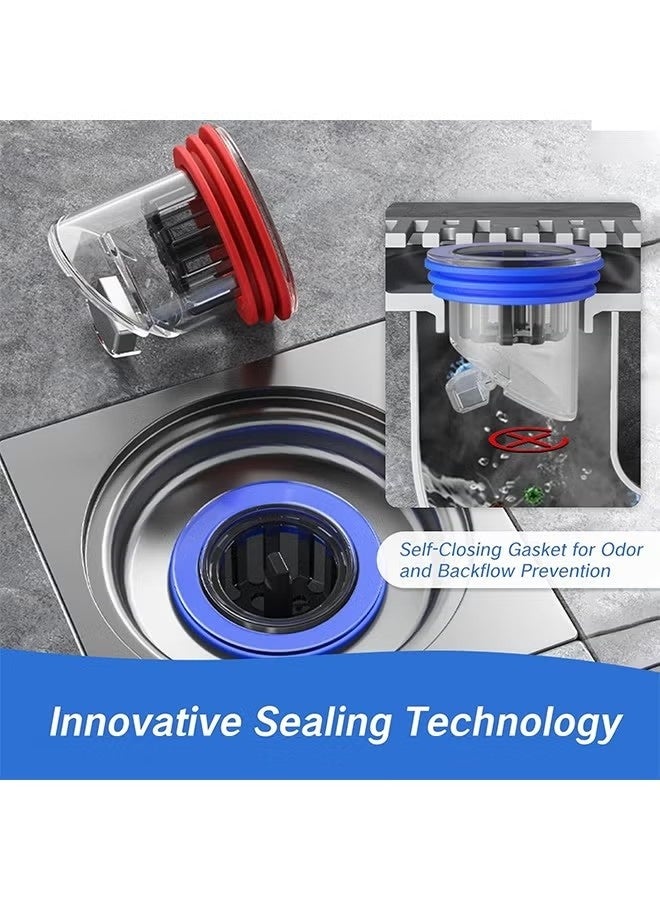 2 Pcs Odor Proof Floor Drain, Floor Drain backflow Preventer, Shower Plug, Magnetic One-Way Drain Valve, Prevent Odor Dispersion in Bathrooms, and Kitchens (1.5''-2.0'' Caliber) - Image 2