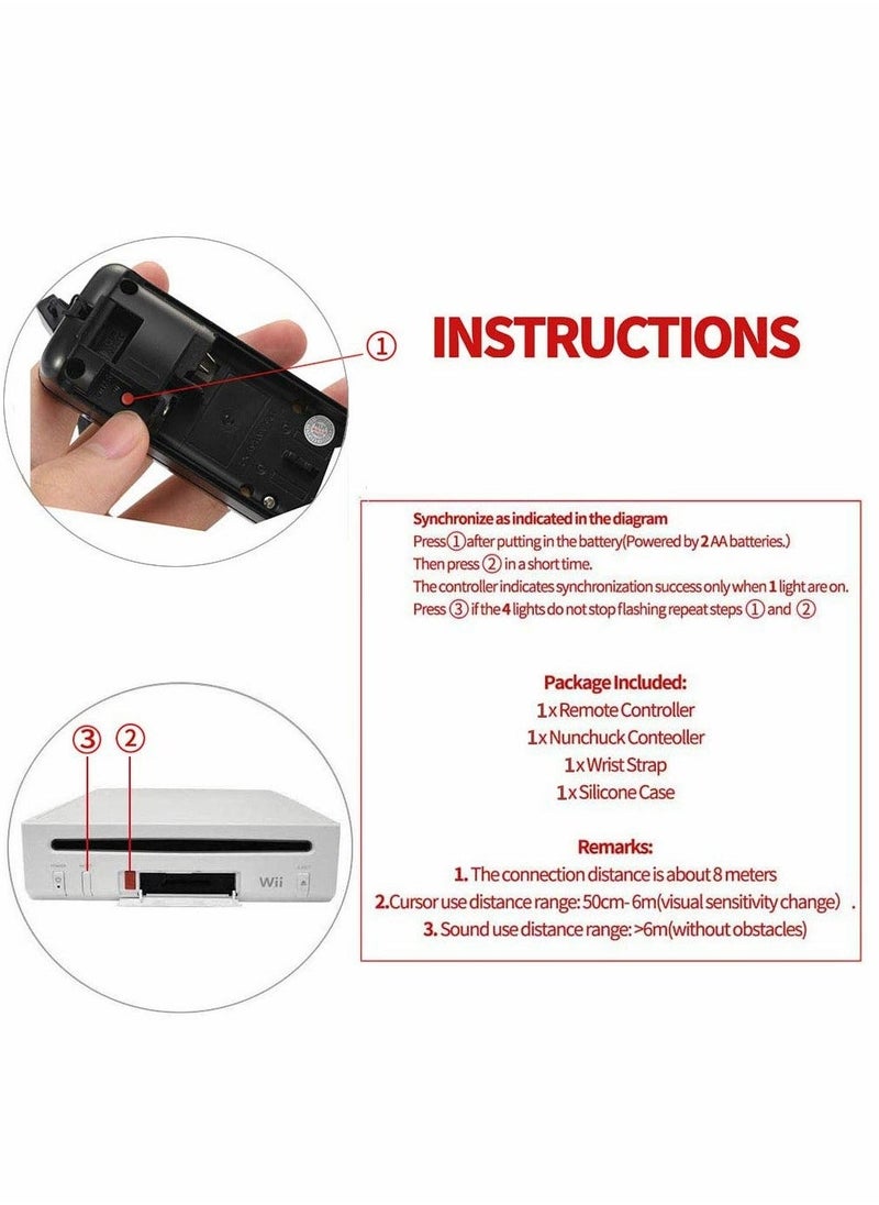 Generic - Controllers for Wii and Wii U, NC Remote Controller with and Nunchaku Controller Replacement, Including Wii Remote Controller and Wii Nunchucks, with Silicone Case and Wrist Strap - Image 1