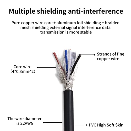 Eonvic Industrial M12 Female 4 Pin Connector Molded PVC Aviation Sensor Cable - Image 4