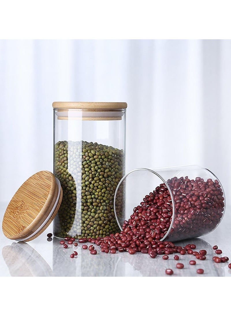 ايسيباي برطمانات تخزين زجاجية من 6 قطع بأغطية محكمة الغلق من الخيزران، برطمانات تخزين الطعام، برطمانات البسكويت، برطمانات تخزين المطبخ الزجاجية، 3 برطمانات كبيرة 1300 مل، 3 برطمانات صغيرة 600 مل - Image 4