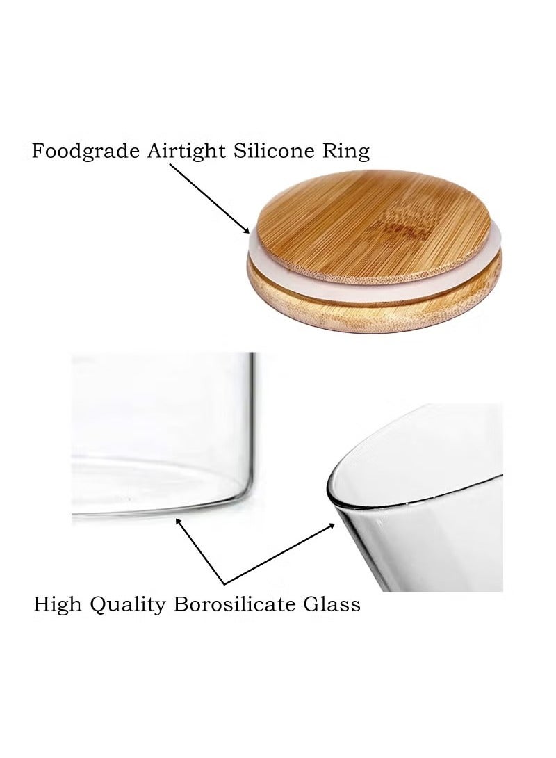 ايسيباي برطمانات تخزين زجاجية من 6 قطع بأغطية محكمة الغلق من الخيزران، برطمانات تخزين الطعام، برطمانات البسكويت، برطمانات تخزين المطبخ الزجاجية، 3 برطمانات كبيرة 1300 مل، 3 برطمانات صغيرة 600 مل - Image 3