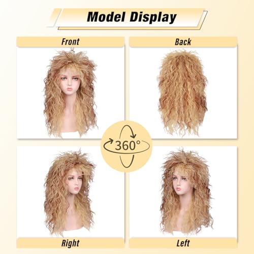 FantaLook Women Long Curly 80s Blonde with Reddish Brown Cosplay Wig - Image 5