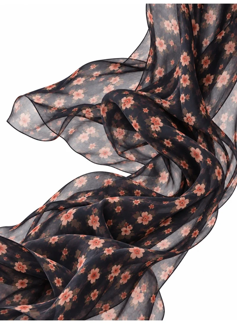 Amnad International  Floral Silk Abaya Set | Delicate Blossom Print with Wide Sleeves & Matching Printed Chiffon Hijab | Sizes 52–60 for Women | Best Price UAE