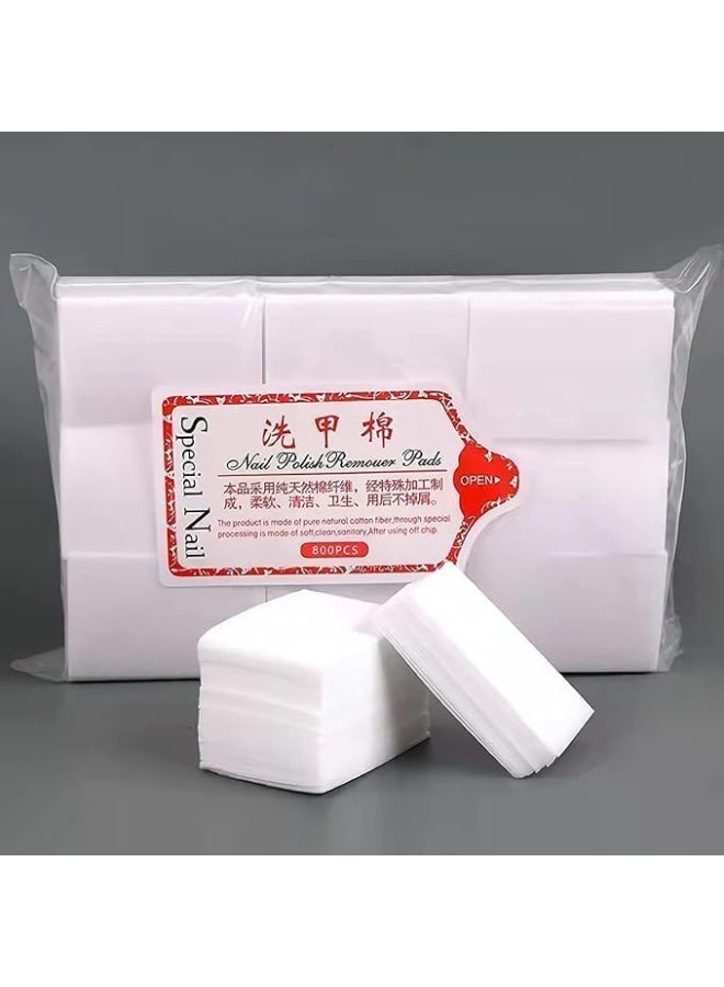 1000 Pcs Lint Free Nail Wipe Cotton Pads, Gel Nail Polish Remover Set, Nail Polish Remover Cotton Pads, Disposable Nail Wipes, Pure Natural Cotton Fiber, Suitable for Home or Salon - Image 1