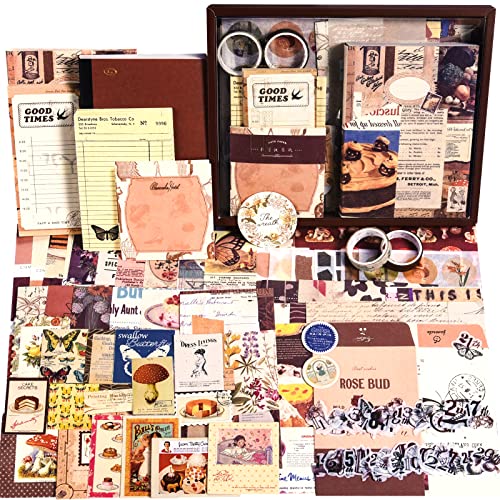 OFFIGIFT Scrapbooking Supplies Kit, 351pcs Bullet Junk Journal Kit with Journaling Supplies, Vintage Aesthetic Scrapbook Paper A6 Grid Notebook, Scrapbook Kit, Craft DIY Gift for Adult Teen Girl Kid Women - Image 1