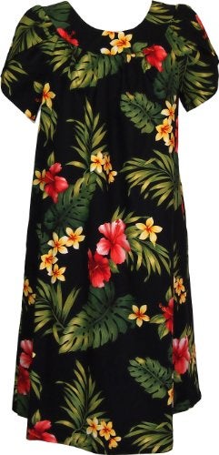 RJC Women's Tropical Summer Hibiscus Muumuu Dress, Black, S - Image 4