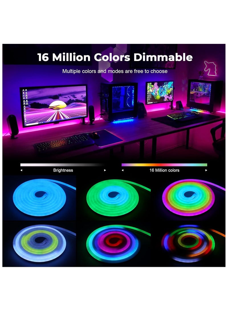 3M Bluetooth LED Neon Rope Lights,Flexible Waterproof Rope Light with App&Remote Control,RGBIC Neon LED Strips Light with Music Sync for Party,Cafe,Bar,Ceiling,Game Room,DIY Indoor Home Decor - Image 2