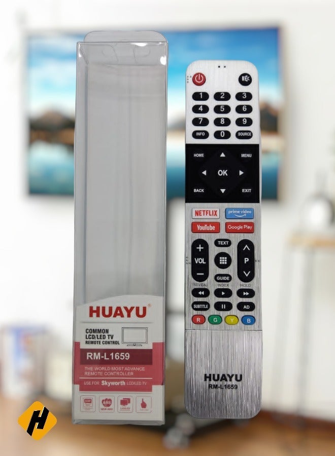 Huayu Skyworth Smart TV Remote | Replacement Remote Control For Skyworth Smart TV LCD LED Silver