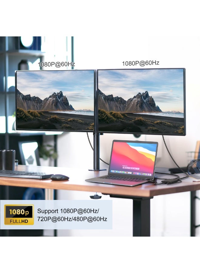 USB 3.0 or USB C to Dual HDMI Splitter Extended Display for Dual Monitor, Azonee USB to 2X HDMI Monitors 1080p@60Hz for Laptop Monitor Desktop TV, Mac OS Windows Android - Image 5