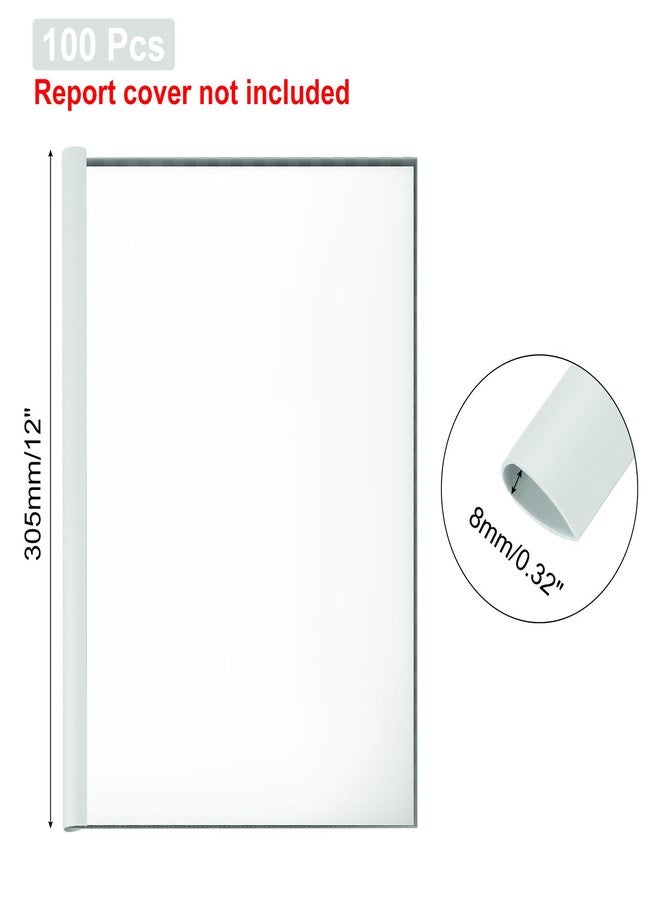 باتيكيل مجموعة باتيكيل من 100 قطعة من قضبان التجليد، قضبان تجليد 8 مم، مسكة منزلقة، سعة 50 ورقة، مقاس A4، مجلد تقارير على شكل دمعة، مجلد عرض تقديمي لغلاف التقارير والسيرة الذاتية، أبيض - Image 2