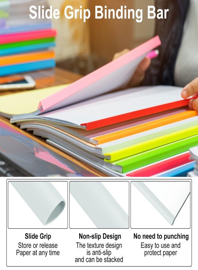 باتيكيل مجموعة باتيكيل من 100 قطعة من قضبان التجليد، قضبان تجليد 8 مم، مسكة منزلقة، سعة 50 ورقة، مقاس A4، مجلد تقارير على شكل دمعة، مجلد عرض تقديمي لغلاف التقارير والسيرة الذاتية، أبيض - Image 4