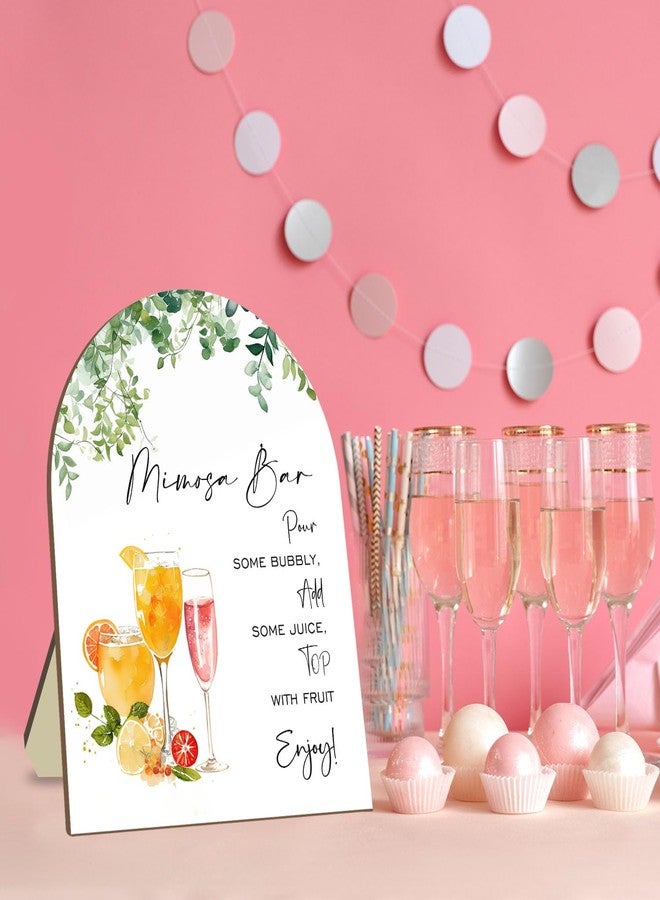 Hatzelou Boho Mimosa Bar Sign, Wooden Sign with Stand, Floal Decoration Baby Shower Sign, Baby Shower Welcome Sign, Baby Shower Supplies, Party Decor Supplies, white - Image 3