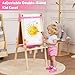 Belleur Wooden Art Easel for Kids 2 Adjustable Double Sided Easel for Toddlers with DryErase Board Magnetic Whiteboard Paper Roll Rod 2840 Height Learning Toys Gift for Child Pink - Image 4