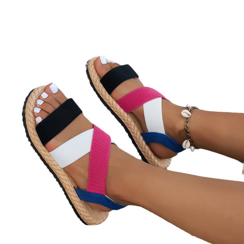 Sandals For Women 2023 Spring New Flat-Soled Student Roman Shoes Beach Sandals Soft-Soled Cross Large Size Women'S Shoes - Image 5