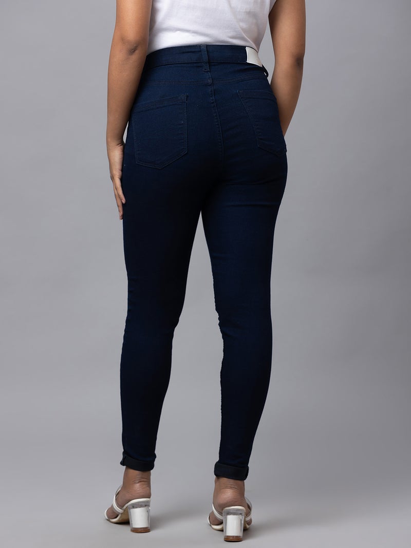 globus Globus Women Dark Blue Mid-Rise Stretchable Skinny Fit Jeans  - Image 3