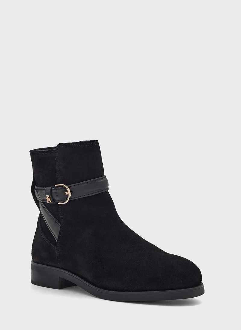 TOMMY HILFIGER Essential Buckle Suede Boots