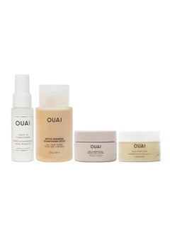 Ouai OUAI Travel Kit - Includes Travel Size Leave In Conditioner, Detox Shampoo, Fine to Medium Hair Mask, Scalp & Body Scrub - Travel Size Stocking Stuffers for Women (4 Count)  - Image 1