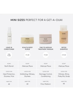 Ouai OUAI Travel Kit - Includes Travel Size Leave In Conditioner, Detox Shampoo, Fine to Medium Hair Mask, Scalp & Body Scrub - Travel Size Stocking Stuffers for Women (4 Count)  - Image 2