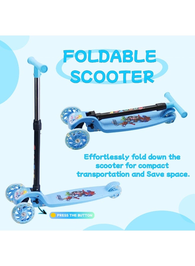 EASY FUTURE Foldable Kick Scooter for Kids 3-8: Height-Adjustable Handle, LED Wheels, Rear Brake Features Including Protective Gear Set - Image 2